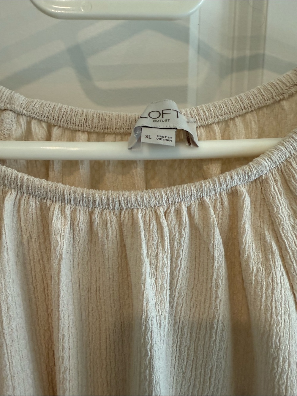 LOFT Neutral Cream Textured A-Line Skirt